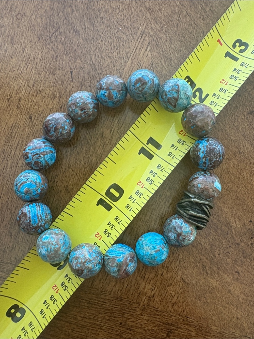 blue calsilica jasper gemstone Beaded Stretch Bracelet Chunky Statement - Picture 9 of 10